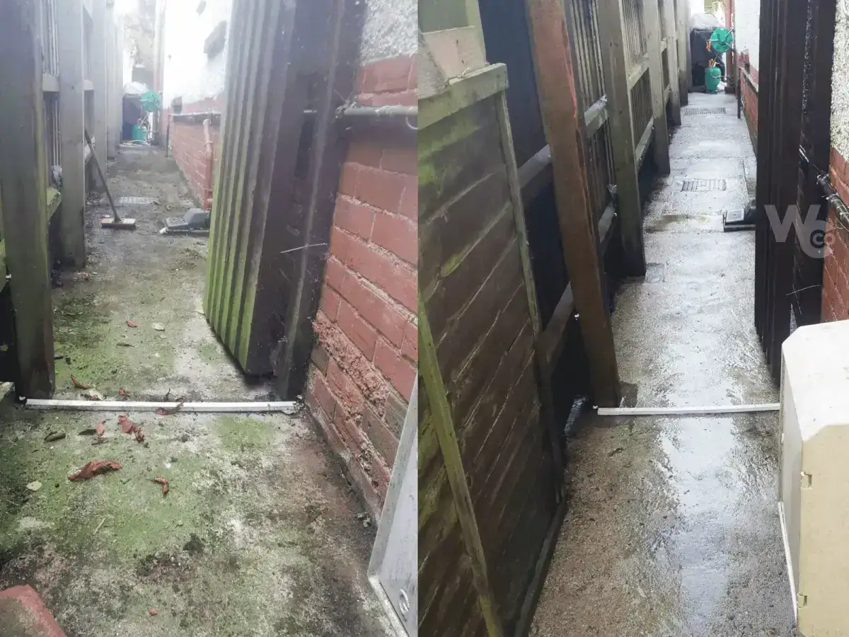Before and after pressure washing